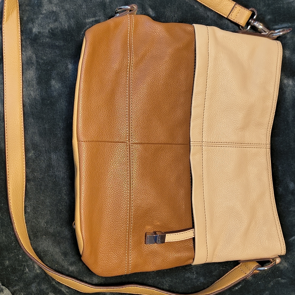 Tignanello Tan and Cream Crossbody Bag